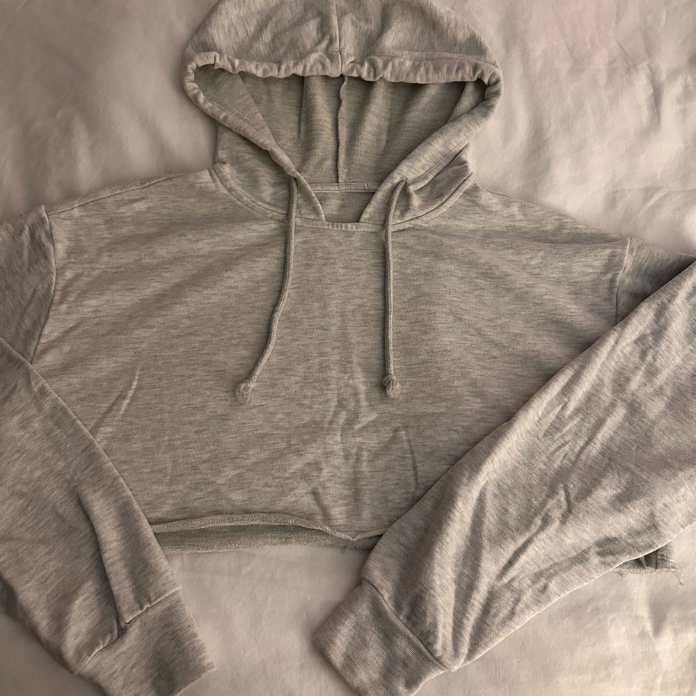 Gray Cropped Hoodie